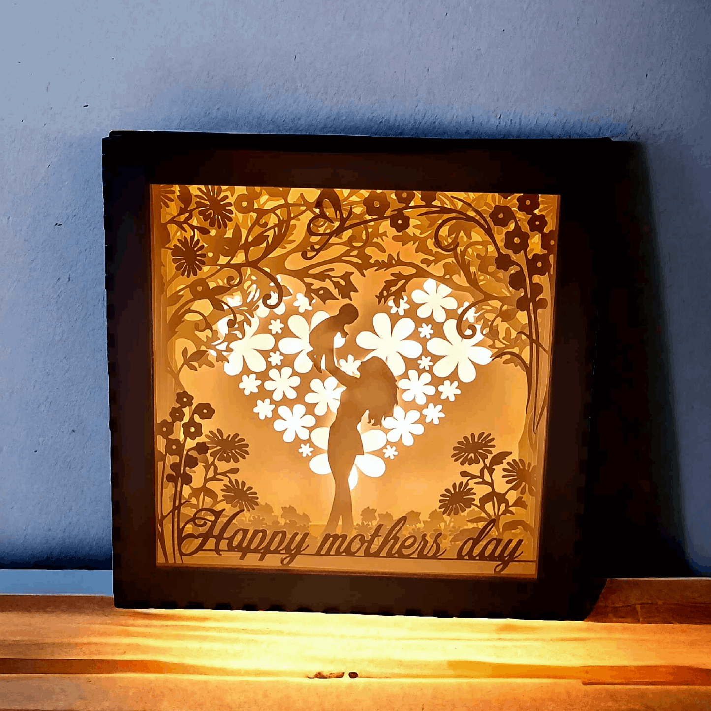 Coeur Fleuri Fête des Mères - Lightbox Coeur Fête - LIJO CREA