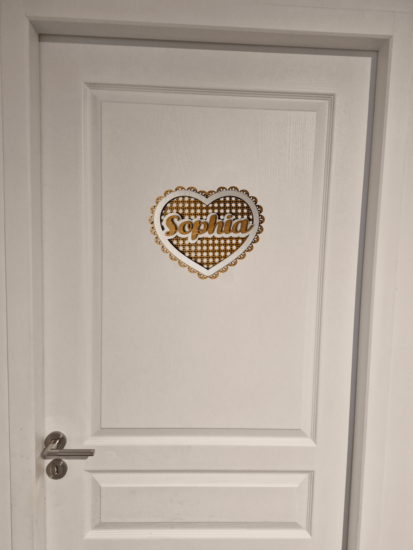 Coeur rotin prénom personnalisé - Coeur en rotin stylisé avec prénom - LIJO CREA