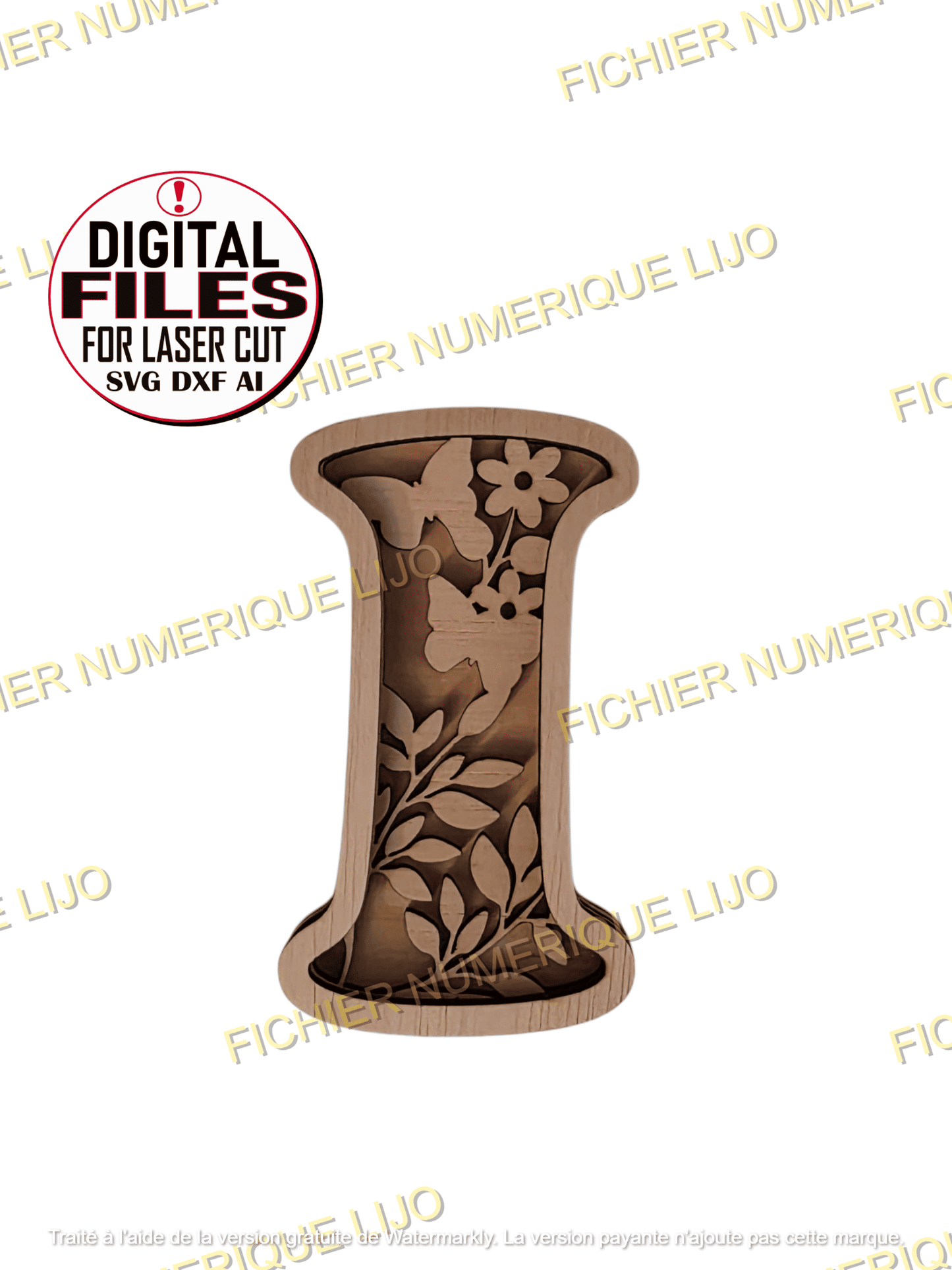 lettre alphabet dxf svg laser cut fichier papillon