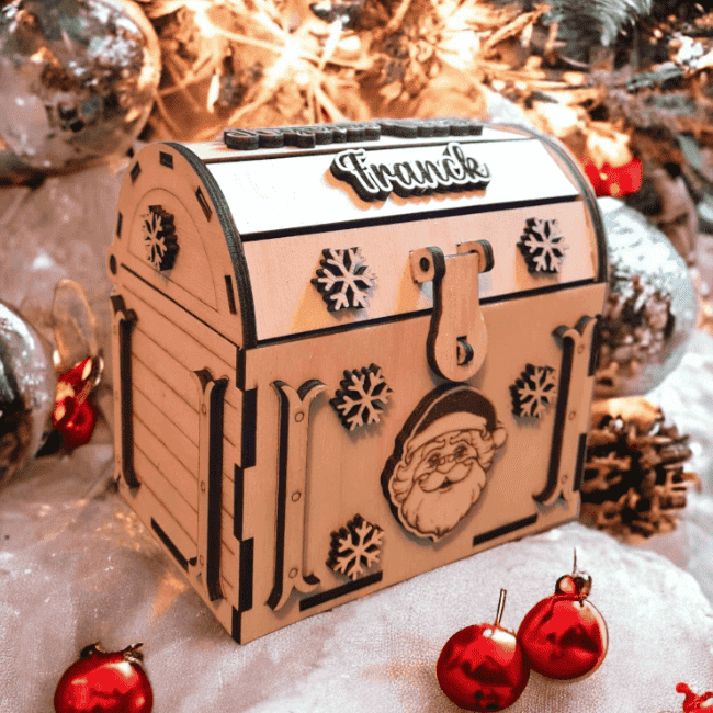 Coffre en bois Noël anniversaire pour un cadeau unique boite cadeau original - LIJO CREA