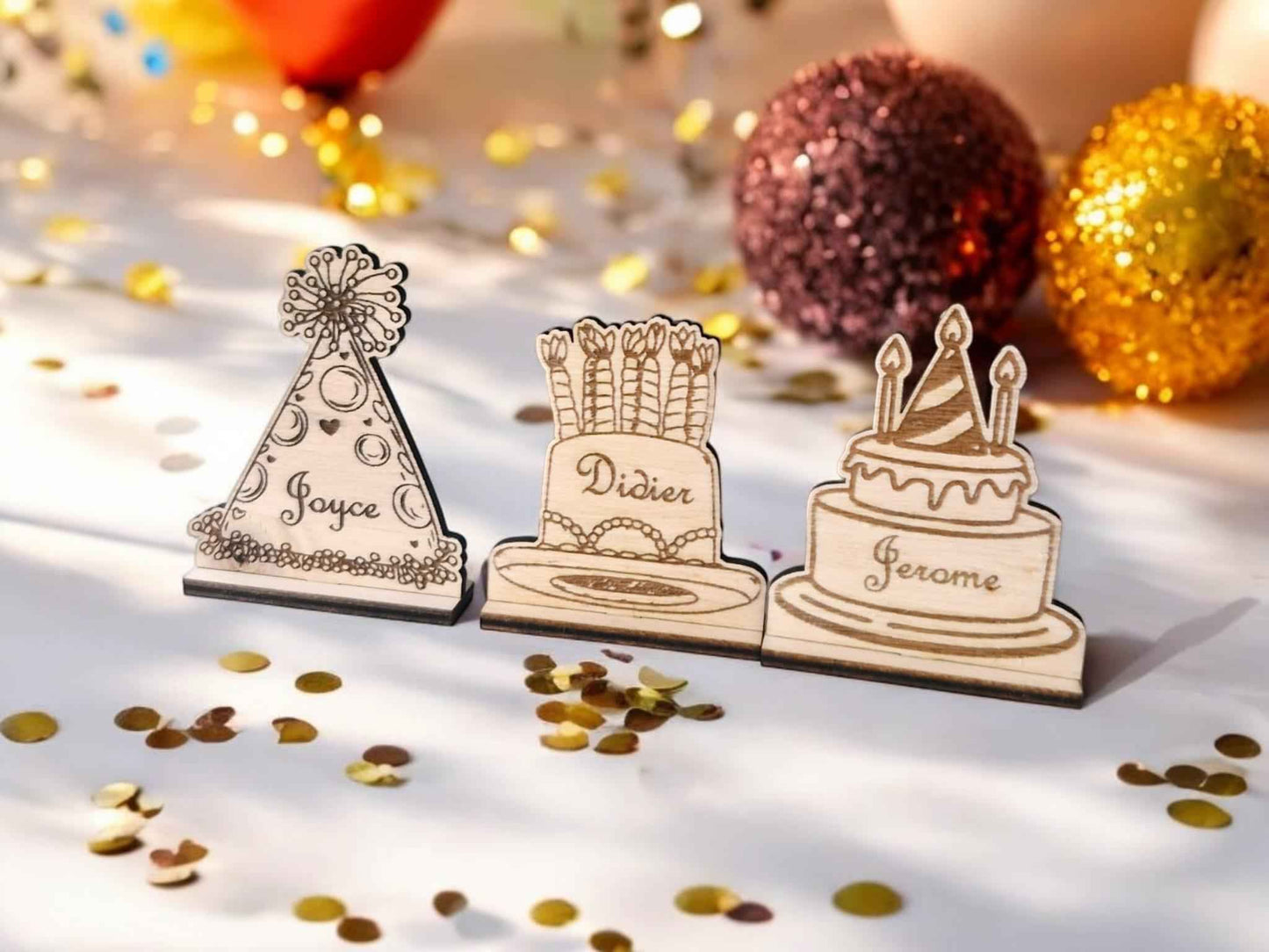Marque-places anniversaire personnalisés pour événements festifs - LIJO CREA