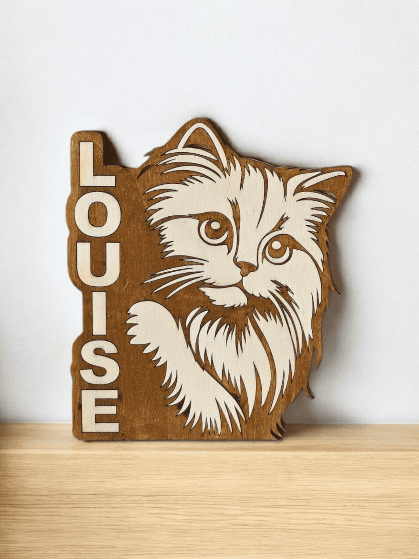 decoration murale chat bois prenom
