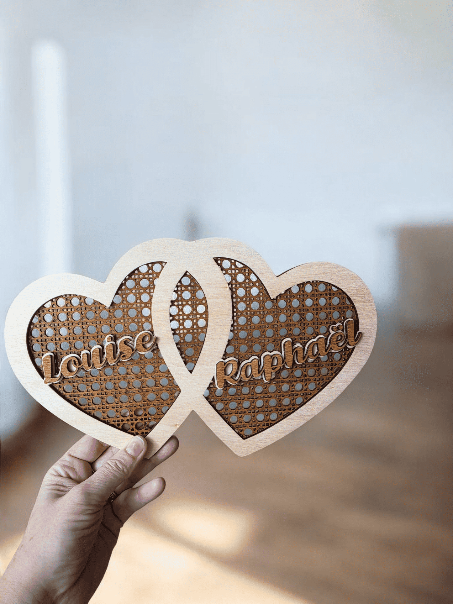 coeur prenom mariage bois decoration