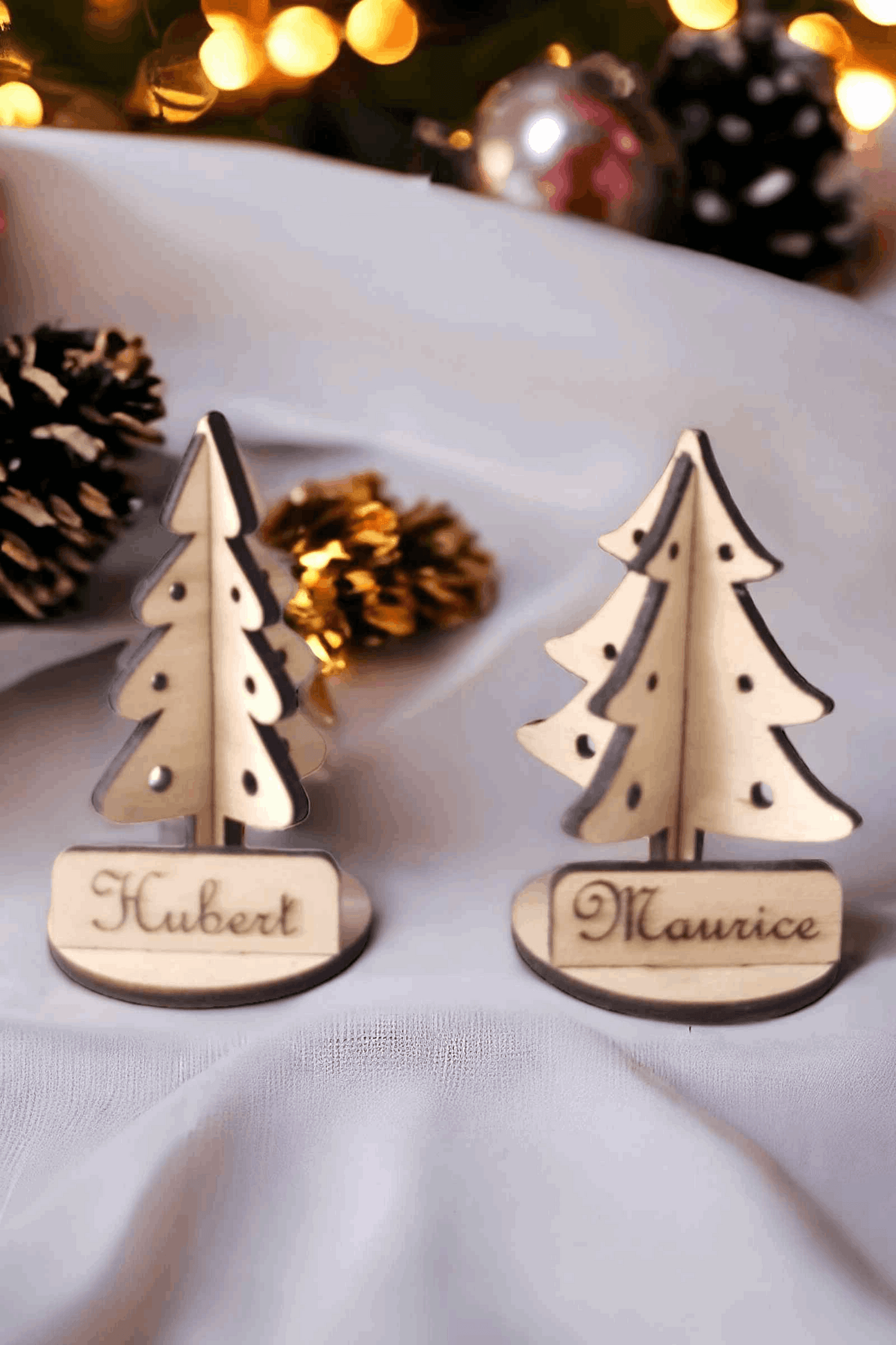 Marque-places sapin 3D en bois pour décoration de table - LIJO CREA