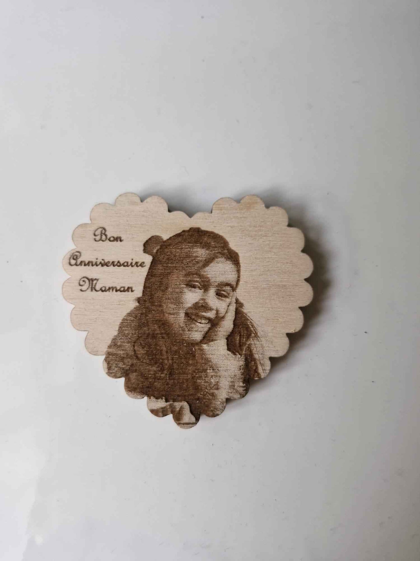 Aimants bois personnalisés avec photo et message gravés au laser - LIJO CREA