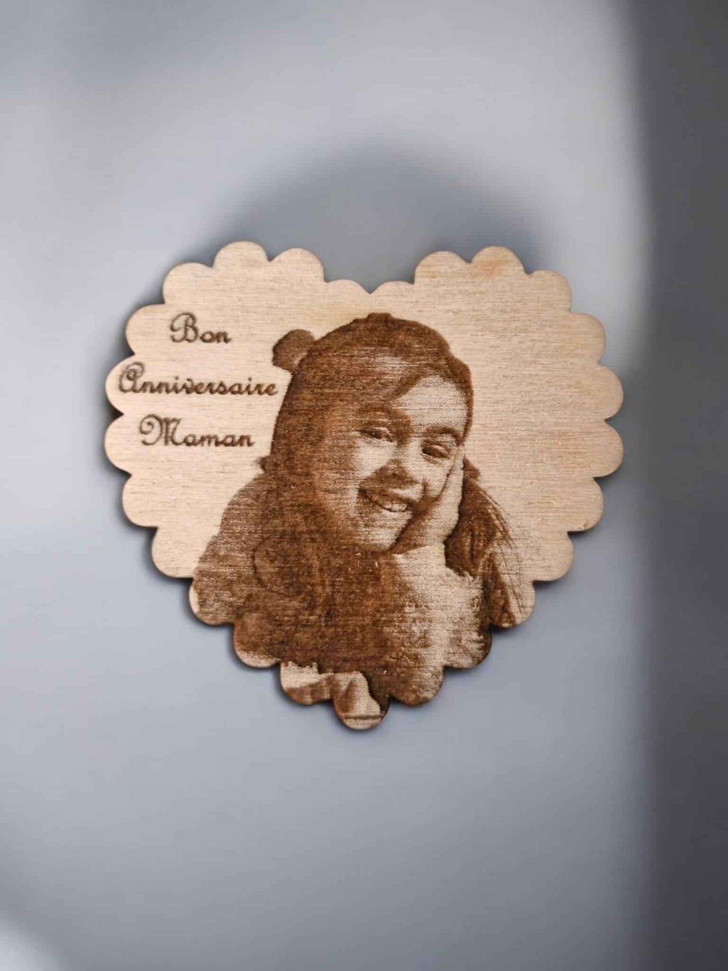 Aimants bois personnalisés avec photo et message gravés au laser - LIJO CREA