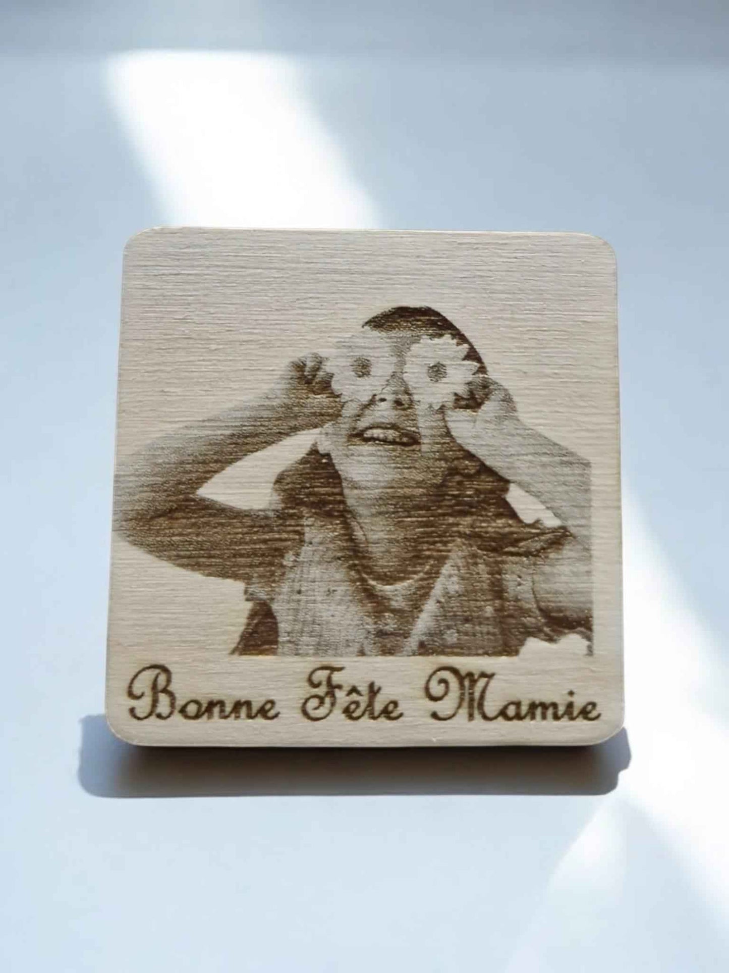 Aimants bois personnalisés avec photo et message gravés au laser - LIJO CREA