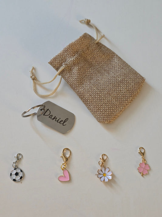porte clés personnalisé gravé en métal prénom dessin idée cadeau
