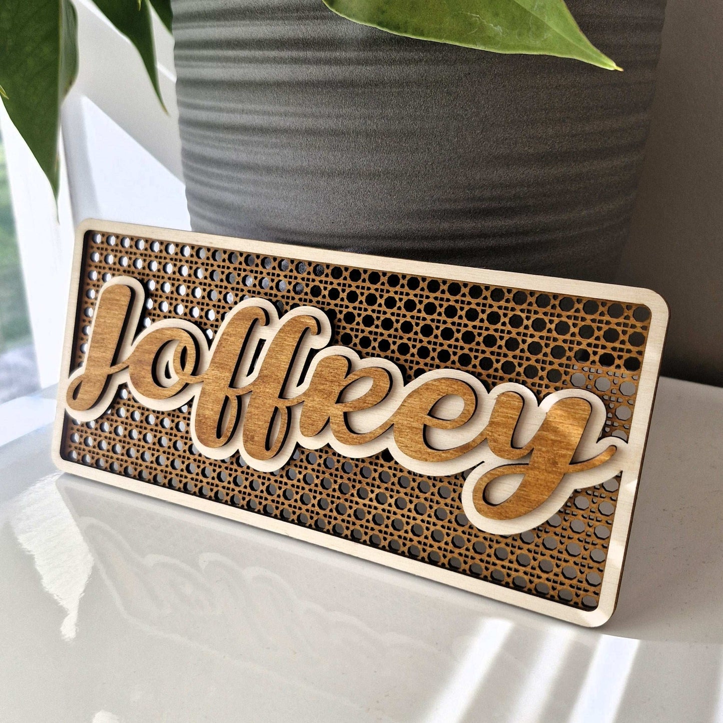 Plaque Prénom Rotin Personnalisée en Style Rotin - LIJO CREA