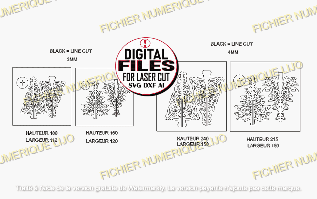 sapin laser cut noel svg dxf fichier