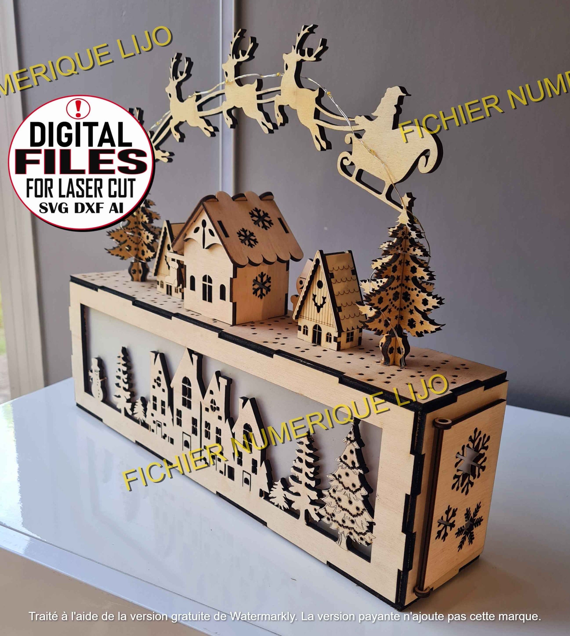 Boite décoration Noël avec fichier boite village noël - LIJO CREA