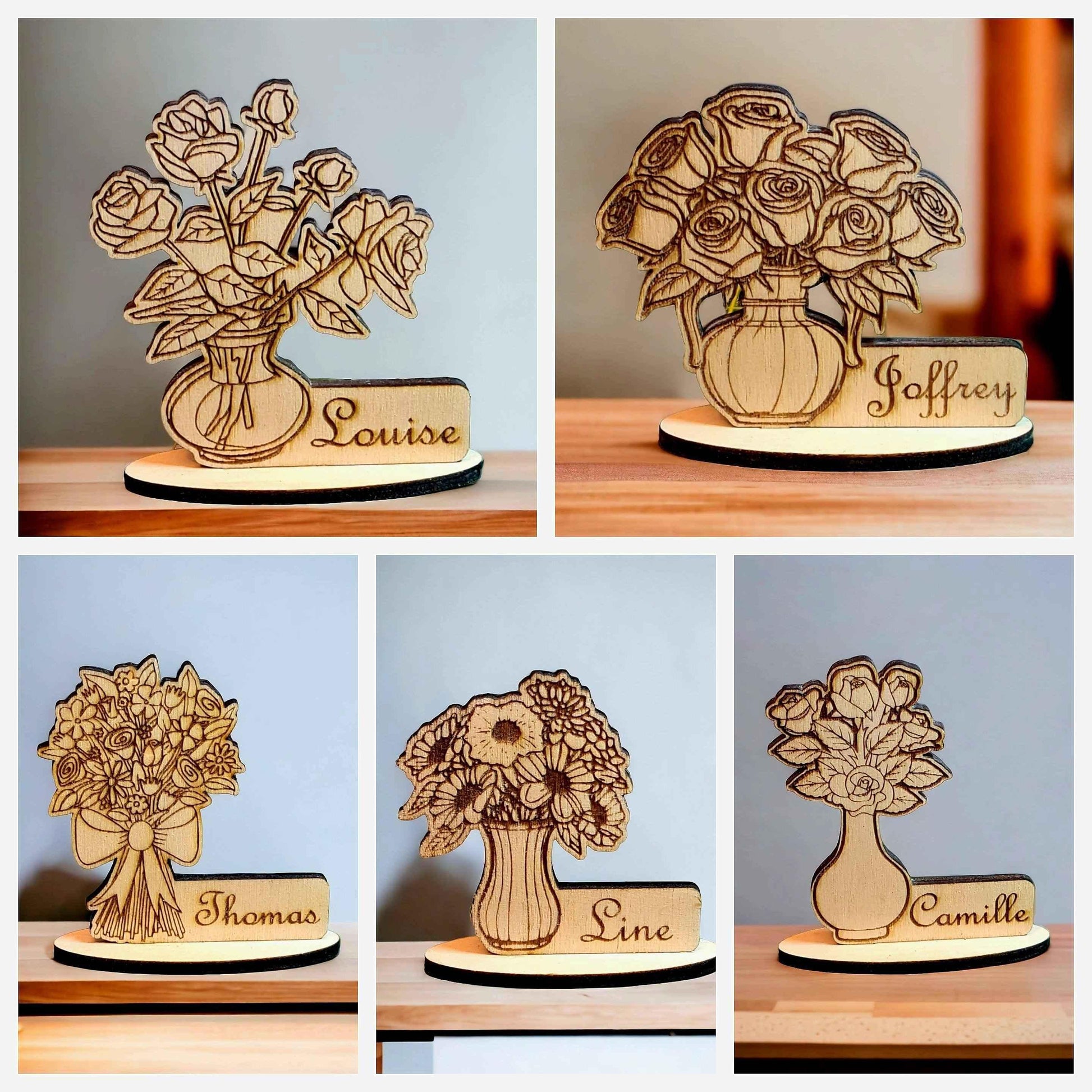 Marque-place fleurs Élégant pour une table chic - LIJO CREA