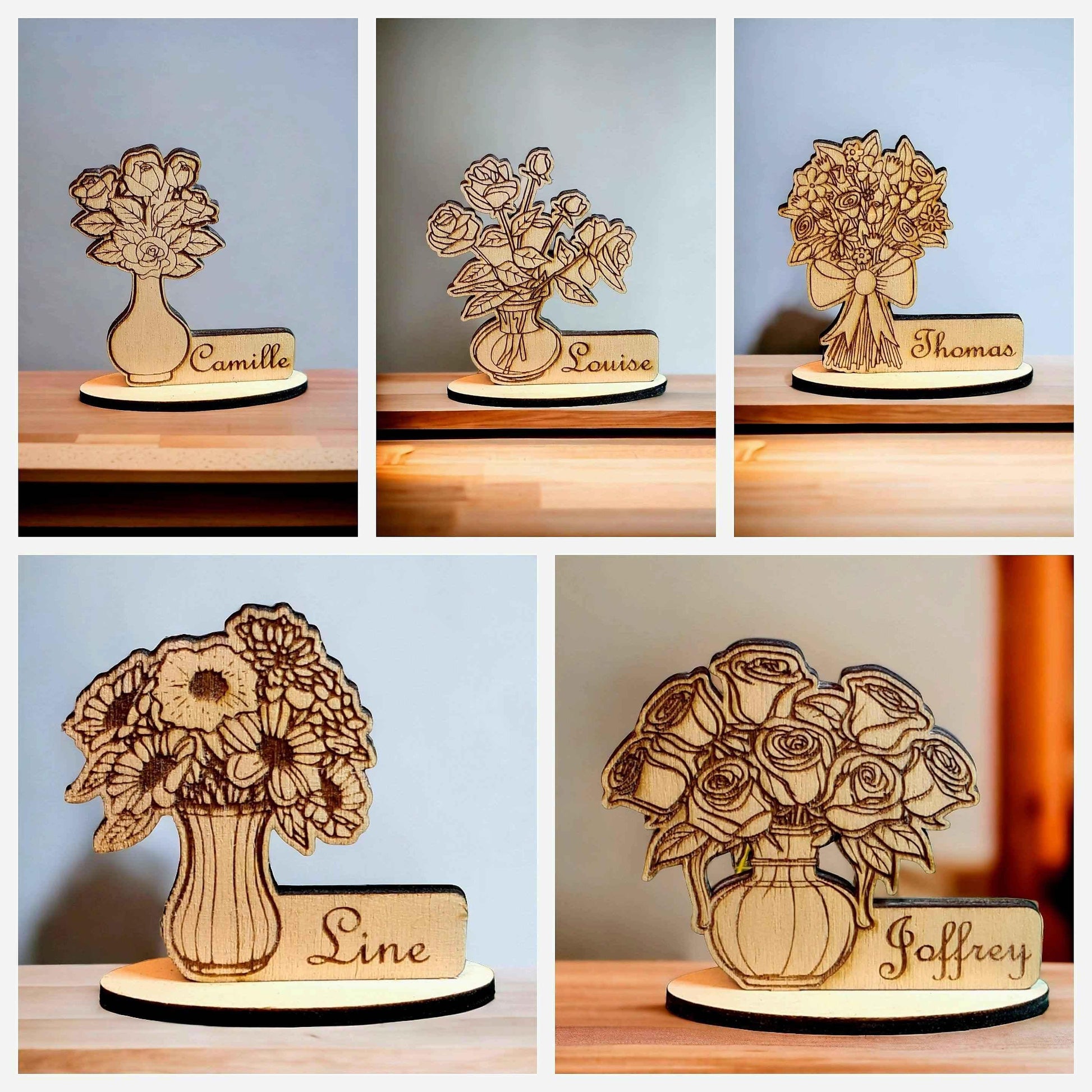 Marque-place fleurs Élégant pour une table chic - LIJO CREA