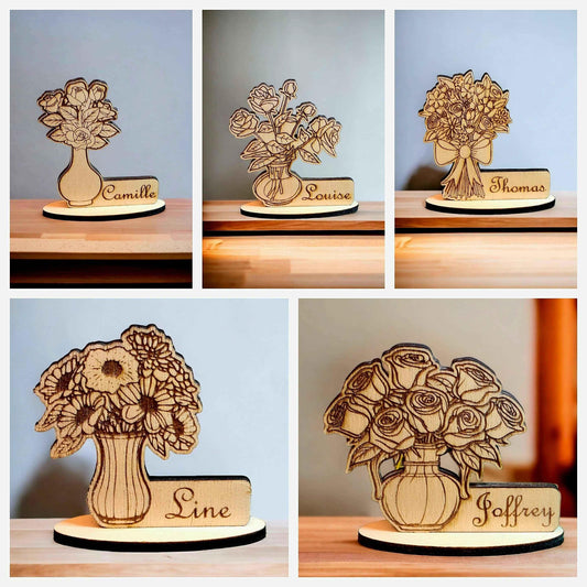 Marque-place fleurs Élégant pour une table chic - LIJO CREA