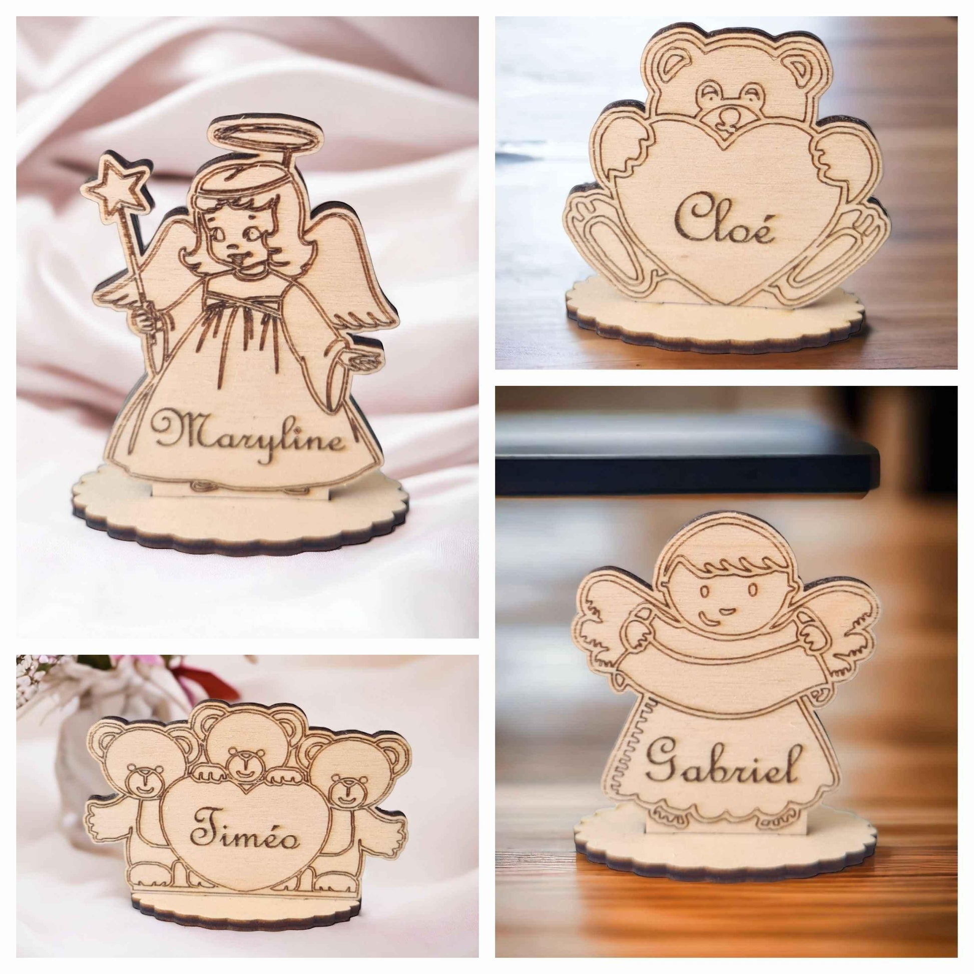 Marque-places Oursons Anges - Décoration Originale pour Événements - LIJO CREA