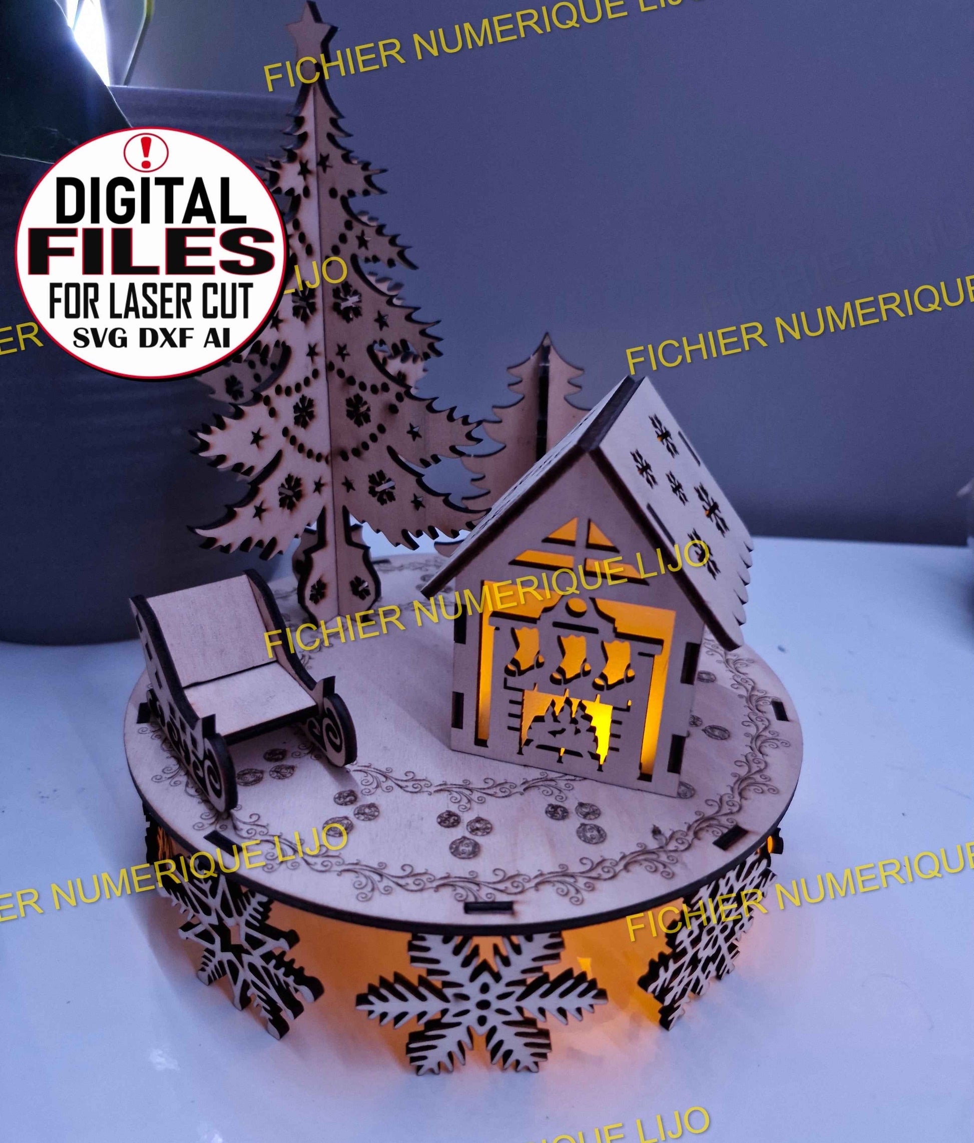 Village de Noël Flocon - Fichier village flocon à télécharger - LIJO CREA