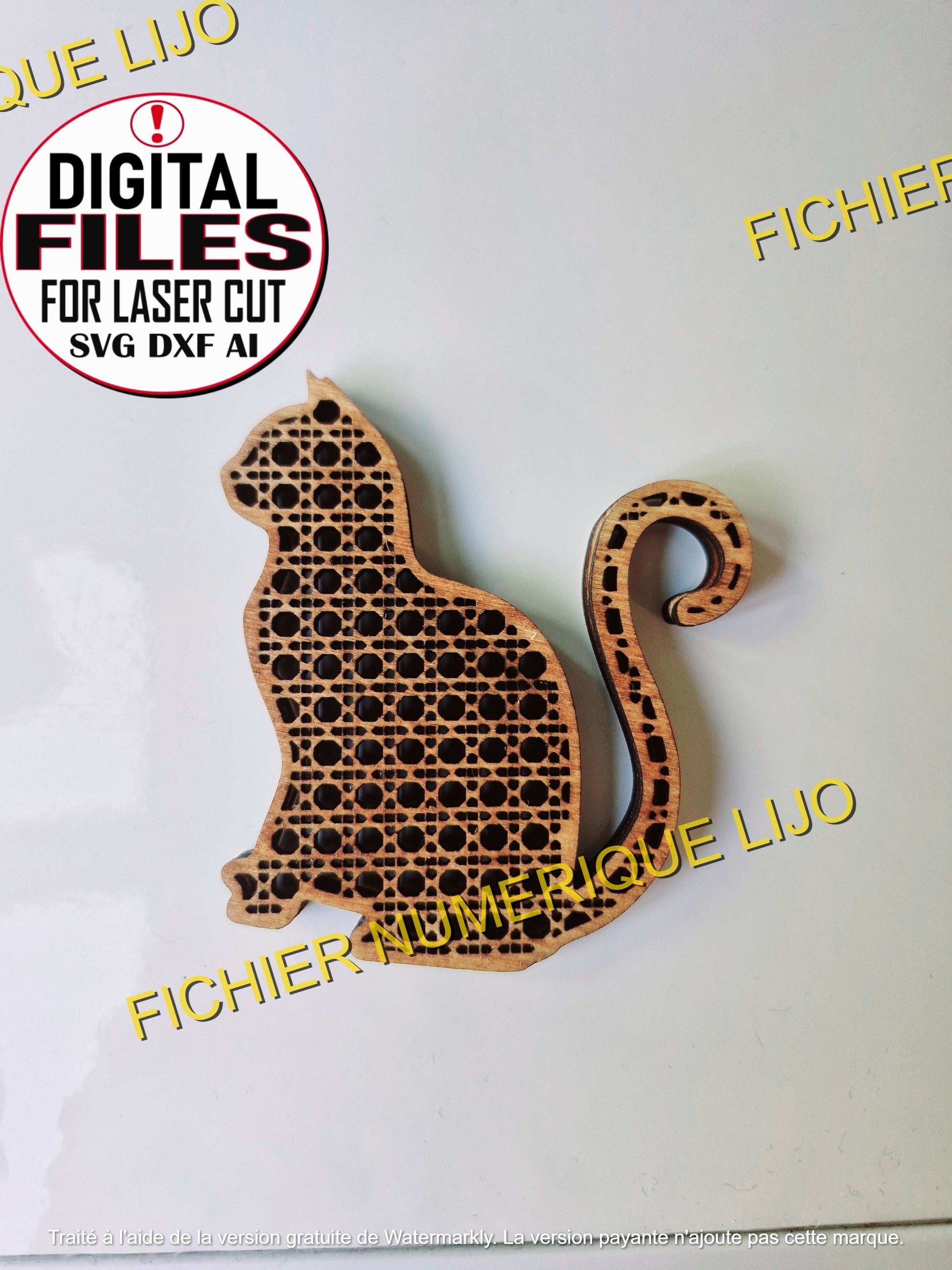 Découpe Chat 3 Modèles - Fichier Chat Rotin à Télécharger - LIJO CREA