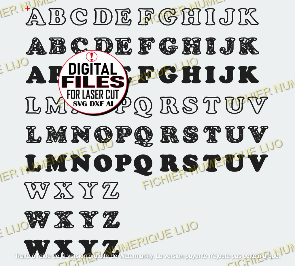 lettre alphabet dxf svg laser cut fichier papillon 