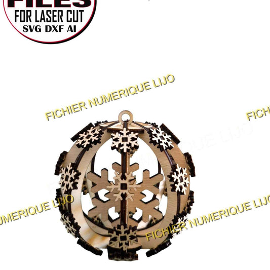 Boule de Noël Flocon - Fichier boule flocon à télécharger - LIJO CREA