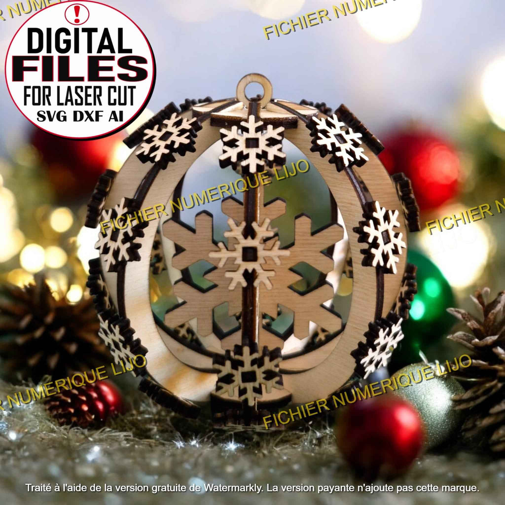 Boule de Noël Flocon - Fichier boule flocon à télécharger - LIJO CREA