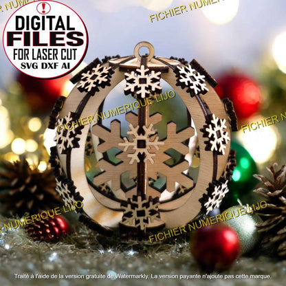 Boule de Noël Flocon - Fichier boule flocon à télécharger - LIJO CREA
