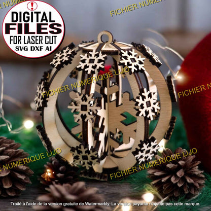 Boule de Noël Flocon - Fichier boule flocon à télécharger - LIJO CREA
