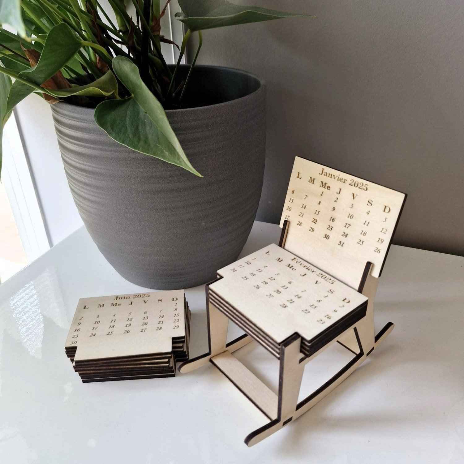 Calendrier Chaise Bascule en Bois dans le Style Rustique - LIJO CREA