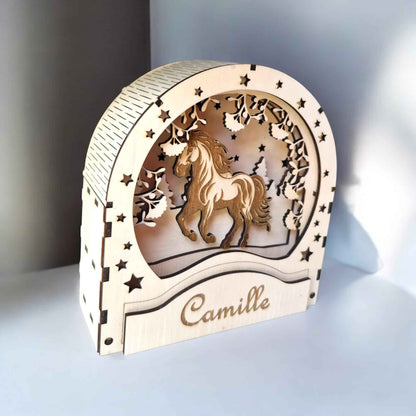 Boîte à lumière LED personnalisée cheval poney - Lightbox LED Cheval - LIJO CREA
