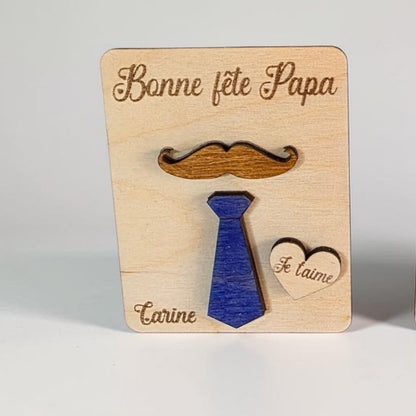 Magnet Fête des Pères personnalisé en bois