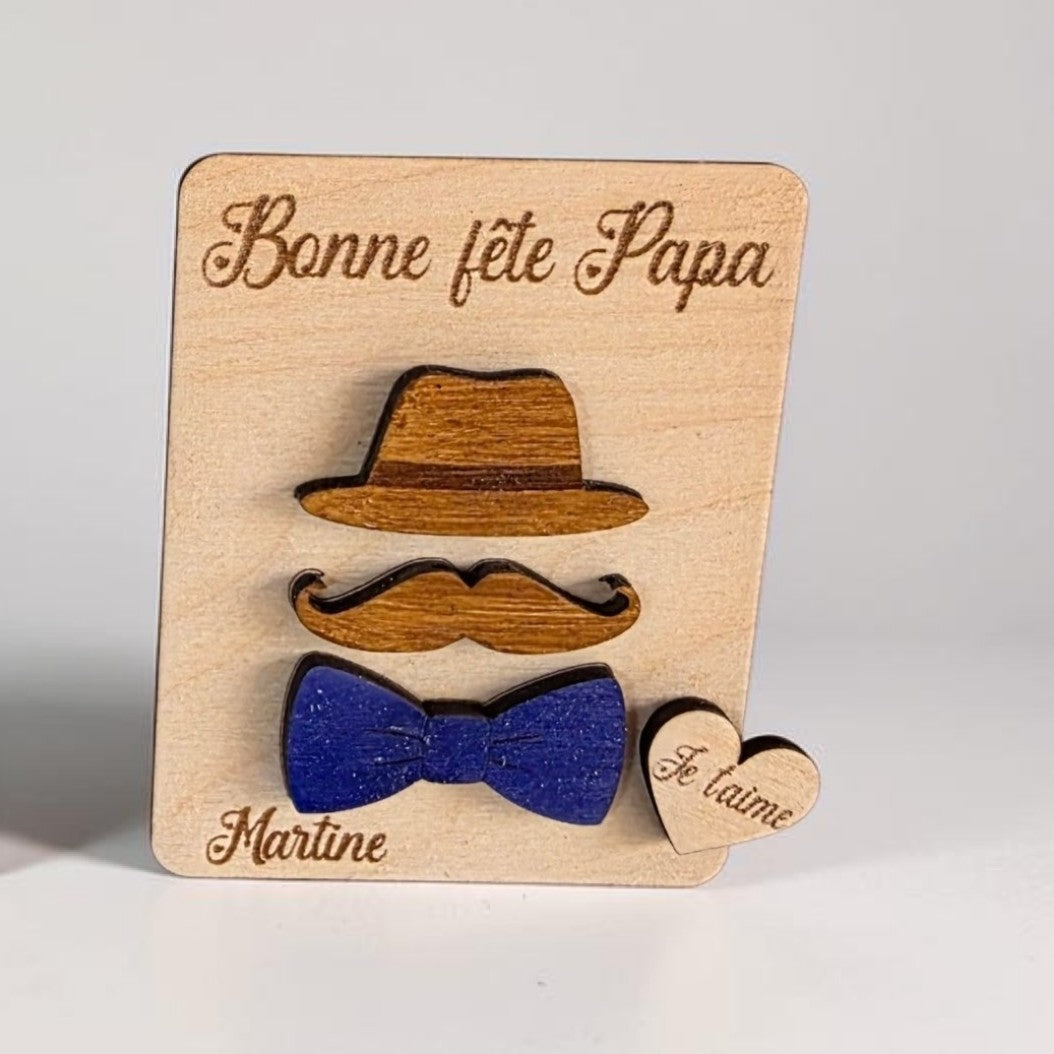 Magnet Fête des Pères personnalisé en bois