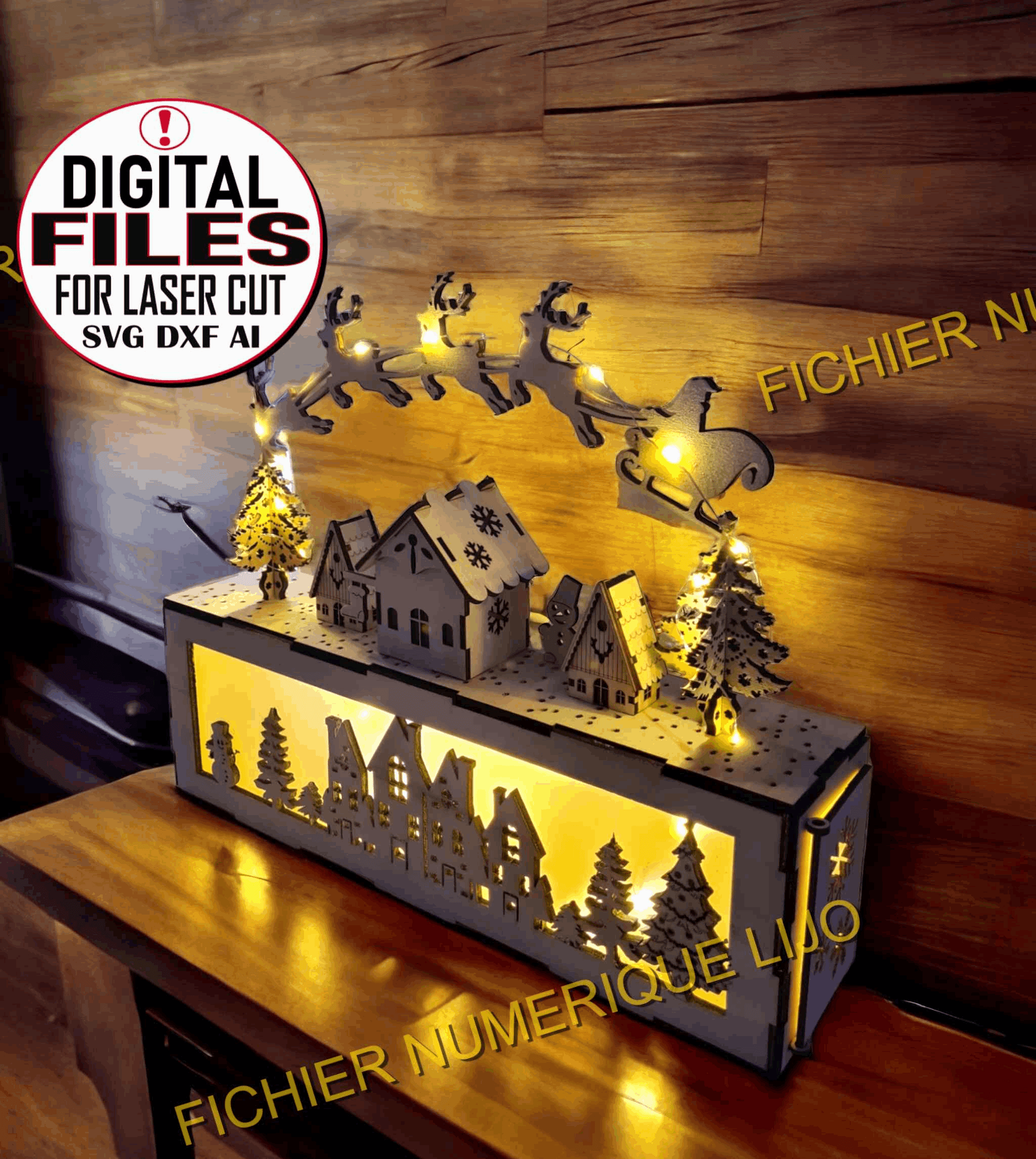 Boite décoration Noël avec fichier boite village noël - LIJO CREA