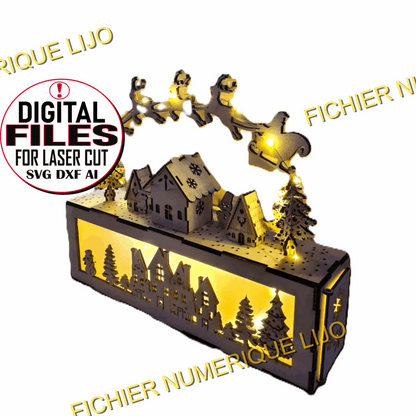 Boite décoration Noël avec fichier boite village noël - LIJO CREA