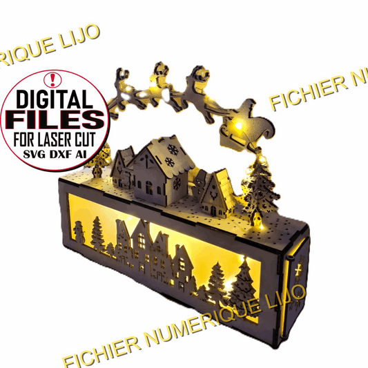 Boite décoration Noël avec fichier boite village noël - LIJO CREA