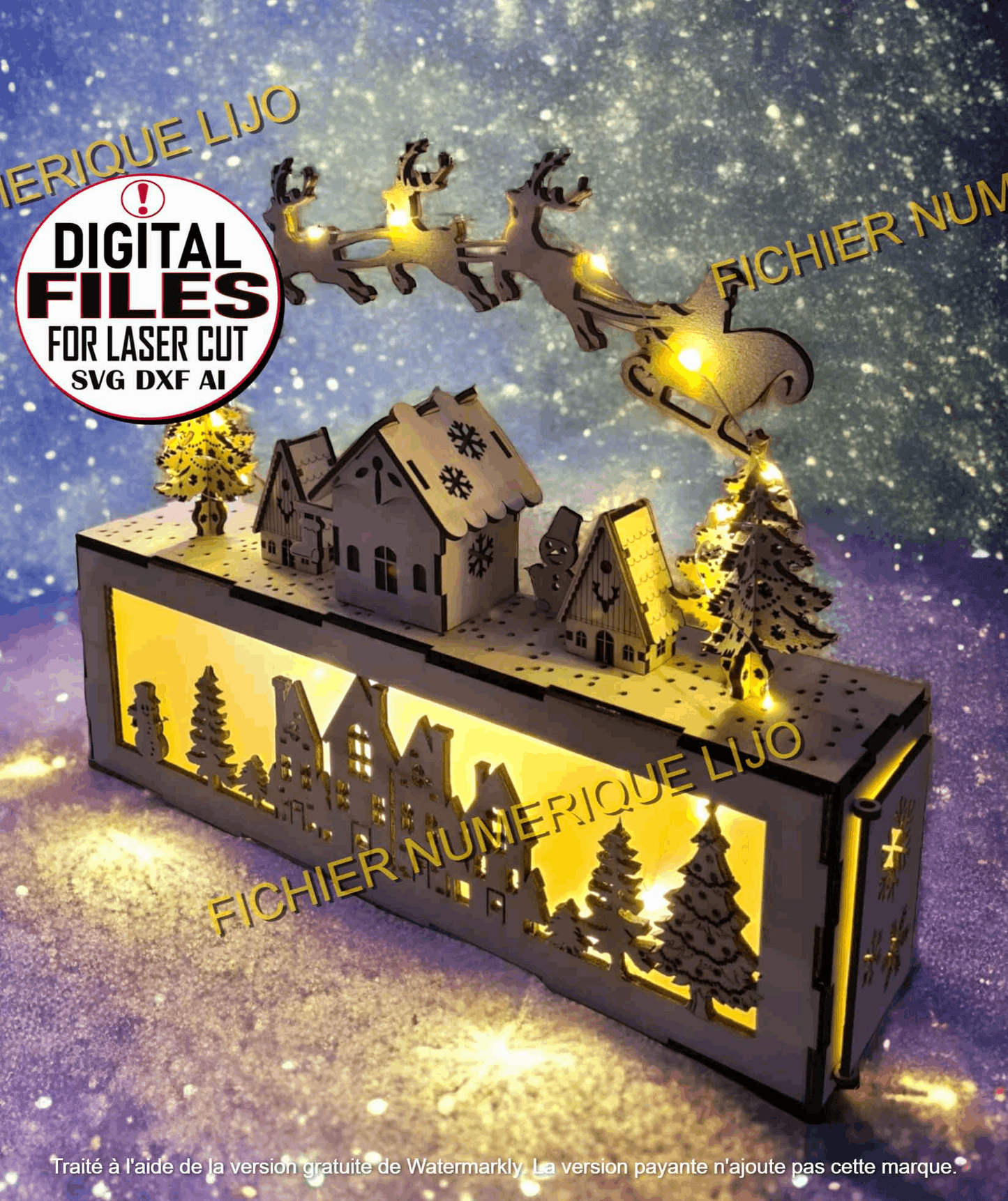 Boite décoration Noël avec fichier boite village noël - LIJO CREA