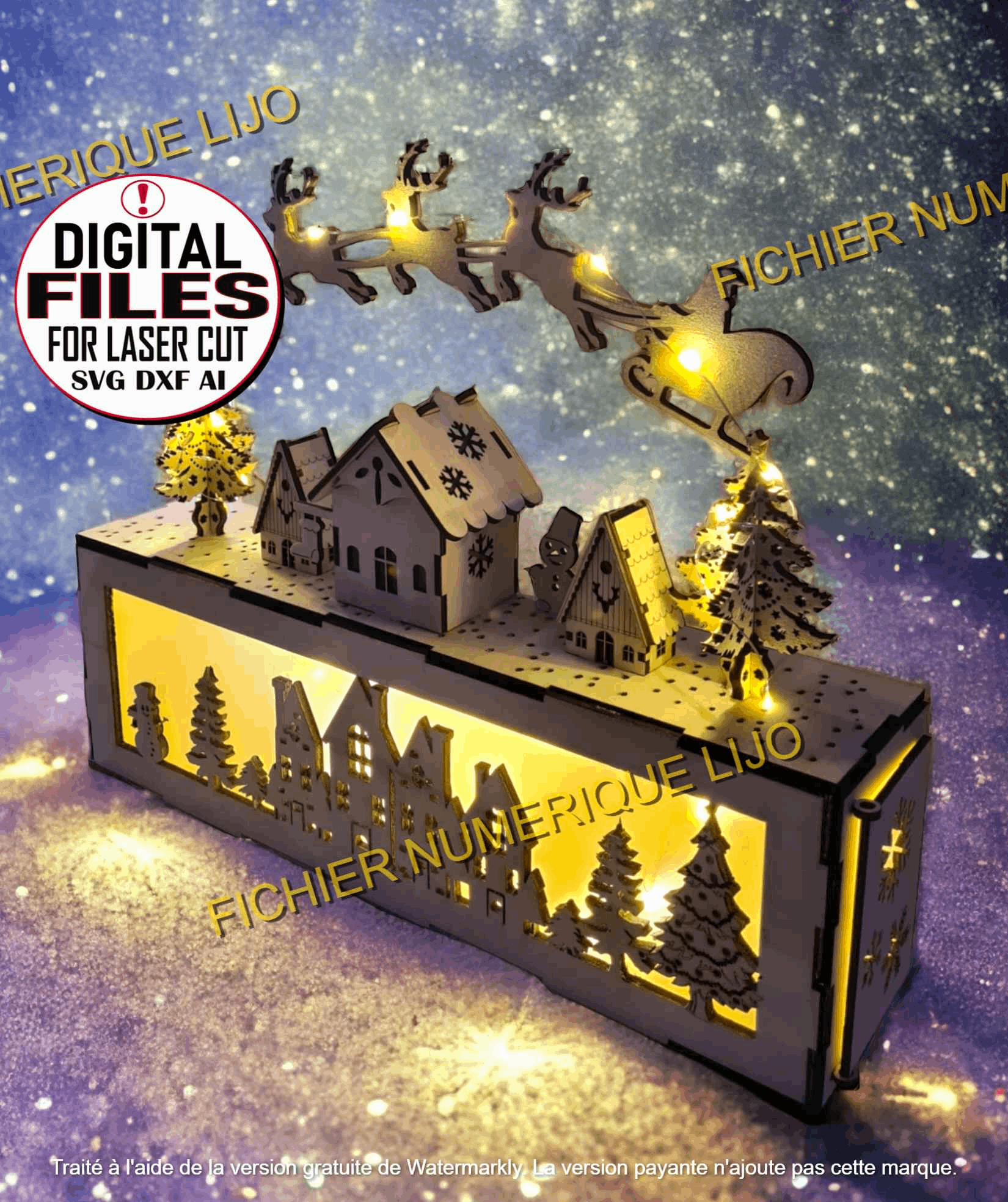 Boite décoration Noël avec fichier boite village noël - LIJO CREA
