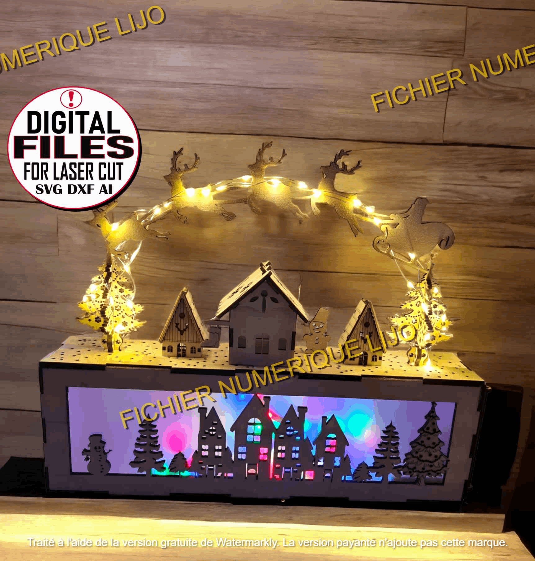 Boite décoration Noël avec fichier boite village noël - LIJO CREA