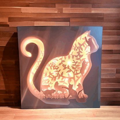 Chat Silhouette - Fichier Lightbox Chat Silhouette à Télécharger - LIJO CREA
