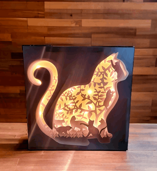 Chat Silhouette - Fichier Lightbox Chat Silhouette à Télécharger - LIJO CREA