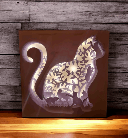 Chat Silhouette - Fichier Lightbox Chat Silhouette à Télécharger - LIJO CREA