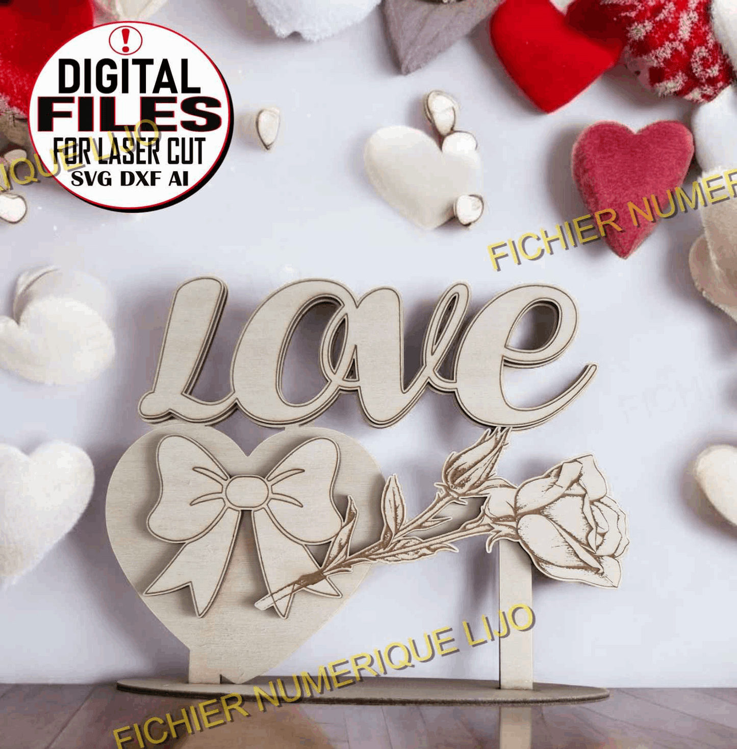 Rose Coeur Amour - Fichier Rose Love pour une Passion Éternelle - LIJO CREA