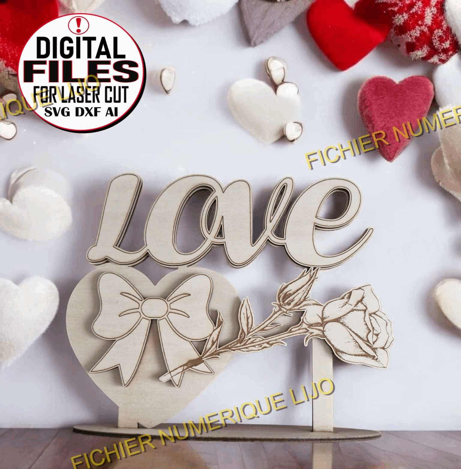 Rose Coeur Amour - Fichier Rose Love pour une Passion Éternelle - LIJO CREA
