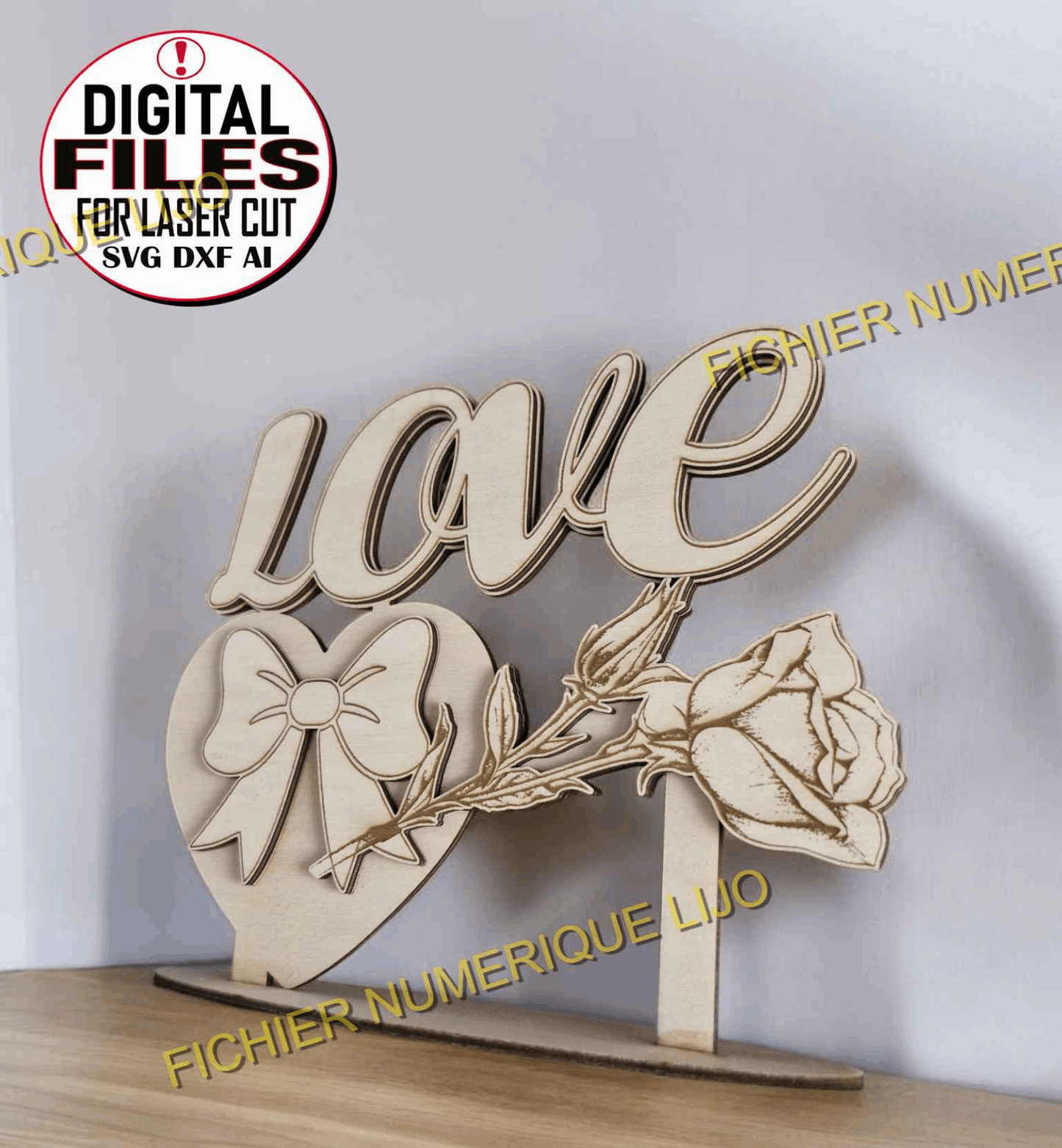 Rose Coeur Amour - Fichier Rose Love pour une Passion Éternelle - LIJO CREA