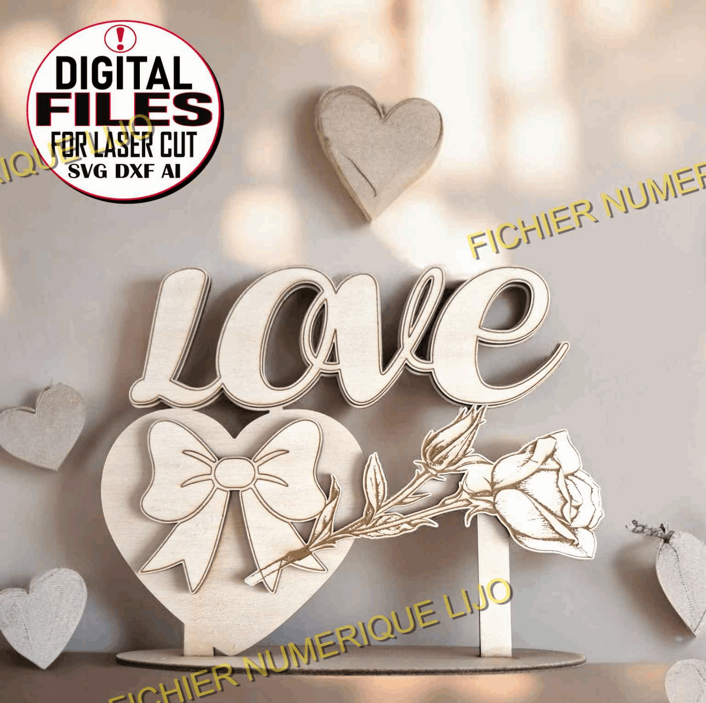 Rose Coeur Amour - Fichier Rose Love pour une Passion Éternelle - LIJO CREA