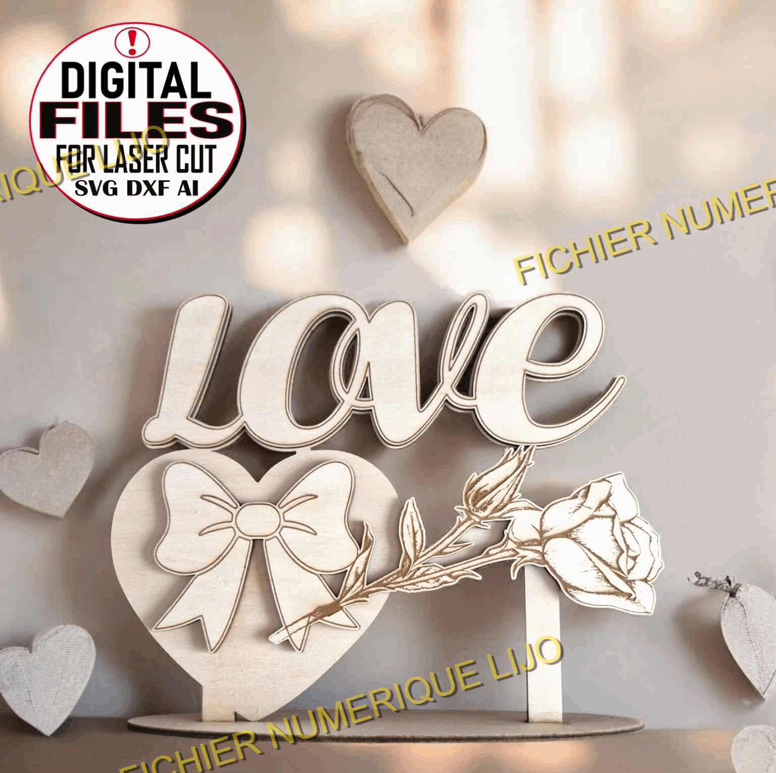 Rose Coeur Amour - Fichier Rose Love pour une Passion Éternelle - LIJO CREA