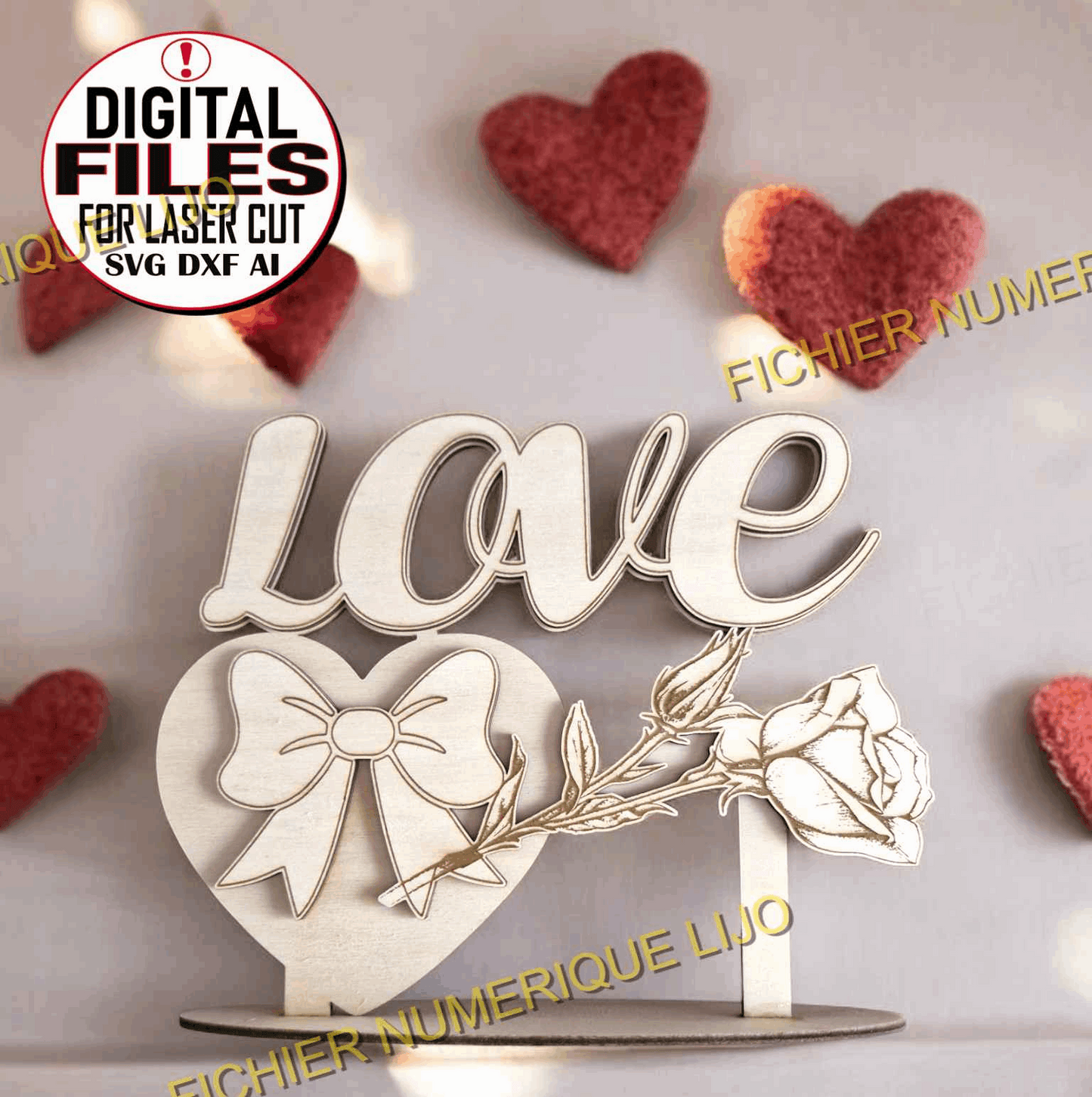 Rose Coeur Amour - Fichier Rose Love pour une Passion Éternelle - LIJO CREA