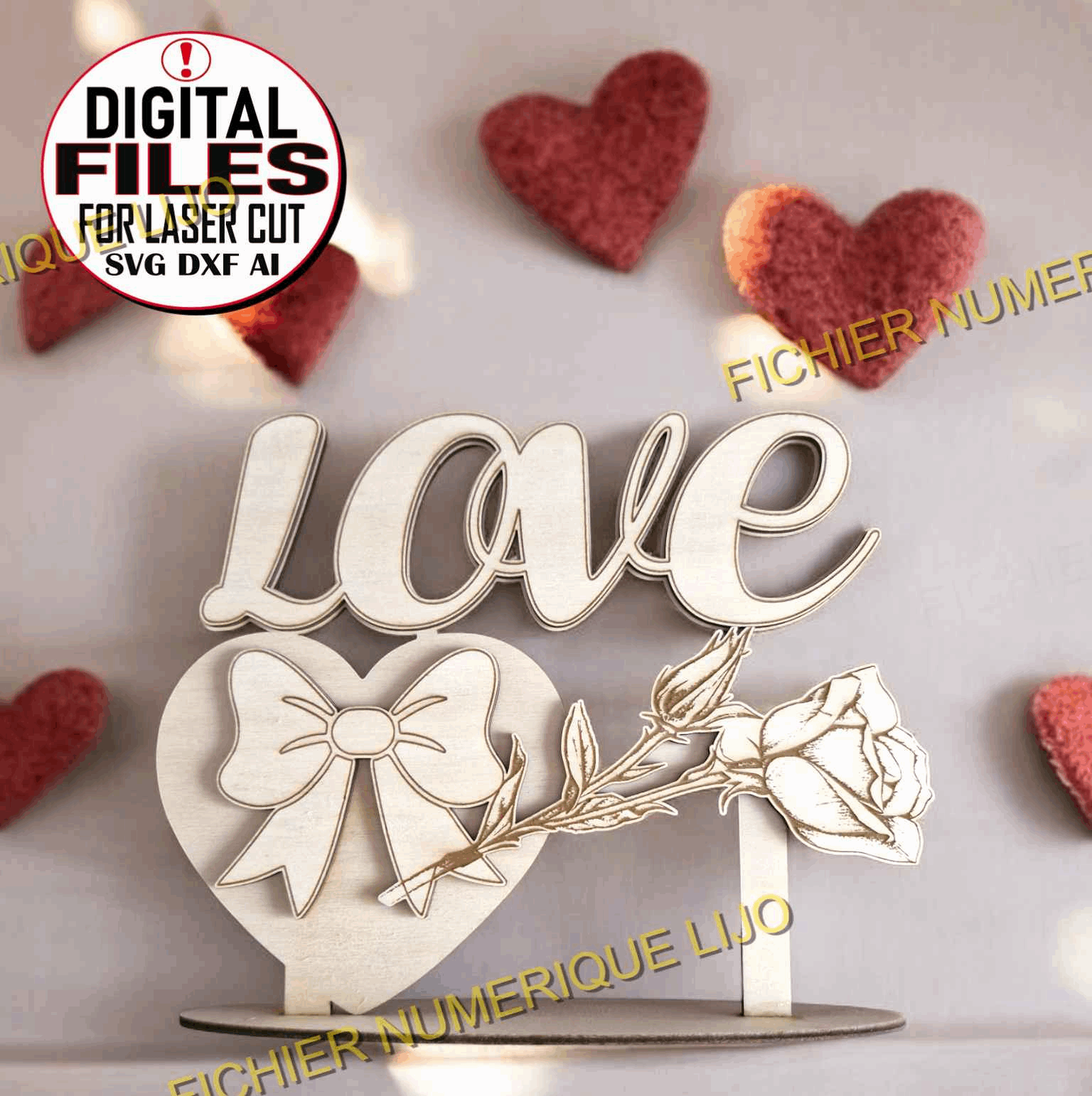 Rose Coeur Amour - Fichier Rose Love pour une Passion Éternelle - LIJO CREA