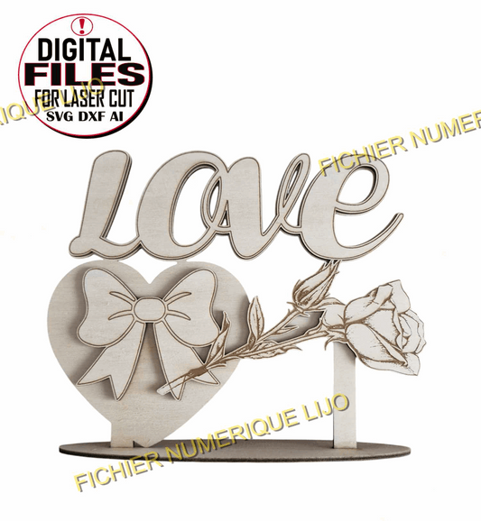 Rose Coeur Amour - Fichier Rose Love pour une Passion Éternelle - LIJO CREA