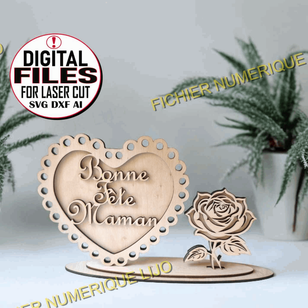 Coeur rose fête des mères - Fichier coeur rose à télécharger - LIJO CREA