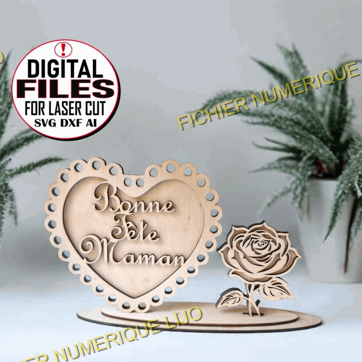 Coeur rose fête des mères - Fichier coeur rose à télécharger - LIJO CREA