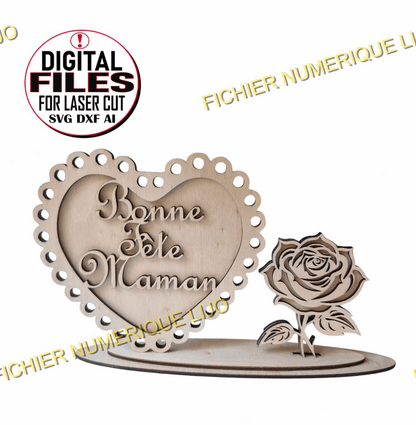 Coeur rose fête des mères - Fichier coeur rose à télécharger - LIJO CREA